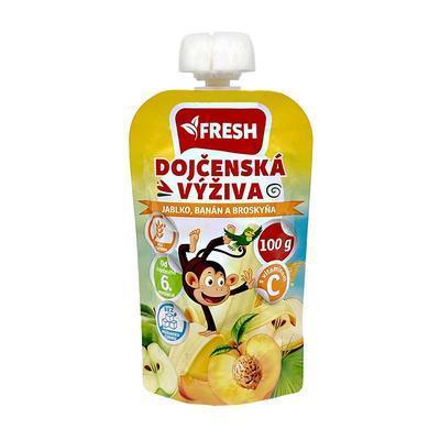 DETSKÁ VÝŽIVA JABLKO BANÁN BROSKYŇA BEZ CUKRU 100g FRESH KAPSIČKA BEZLEP