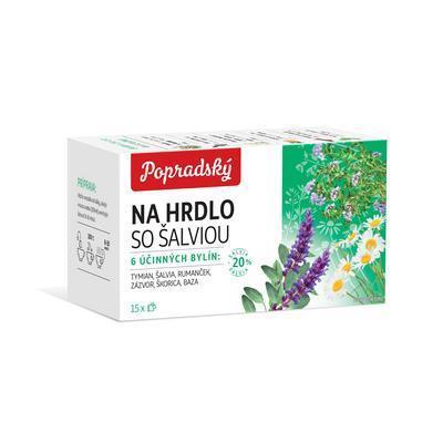 ČAJ BYLINNÝ ZMES NA HRDLO SO ŠALVIOU A TYMIÁNOM 22,5g VÝŽIVOVÝ DOPLNOK POPRAD