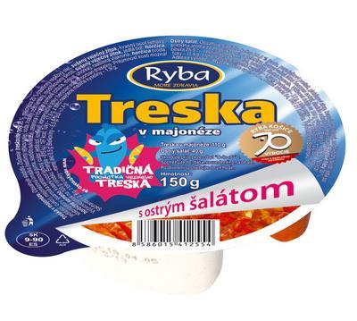 ŠALÁT TRESKA V MAJONÉZE 150g S OSTRÝM ŠALÁTOM RYBA