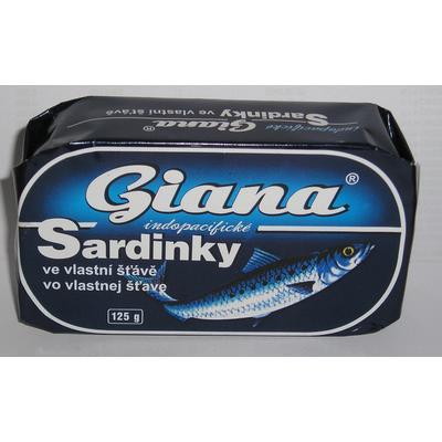 SARDINKY VO VLASTNEJ ŠŤAVE 125g /PP 90g GIANA