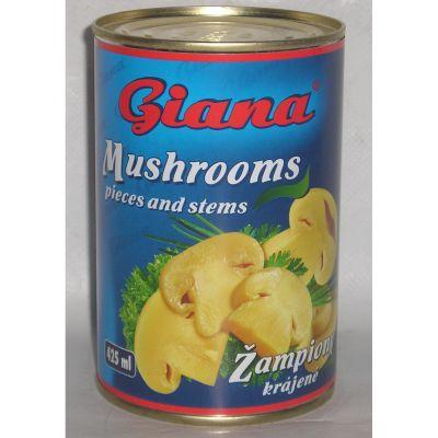 ŠAMPIŇÓNY KRÁJANÉ STERILIZOVANÉ 400g / PP 200g GIANA