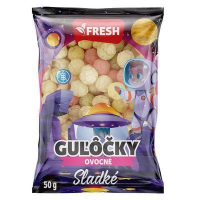 CHRUMKY KUKURIČNÉ SLADKÉ OVOCNÉ GUĽÔČKY 50g FRESH BEZLEP