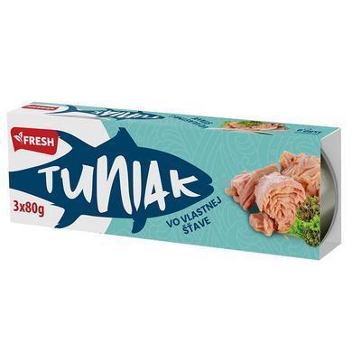 TUNIAK VO VLASTNEJ ŠŤAVE 3x80g / PP 168g FRESH