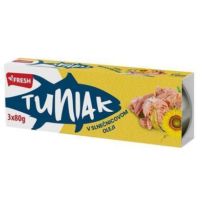 TUNIAK V SLNEČNICOVOM OLEJI 3x80g / PP 156g FRESH