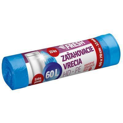 VRECIA NA ODPAD 60l 15ks HDPE 18mi 60x70 ZAŤAHOVACIE FRESH