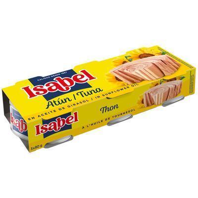 TUNIAK V SLNEČNICOVOM OLEJI CELÝ 3x80g / PP 156g EO ISABEL