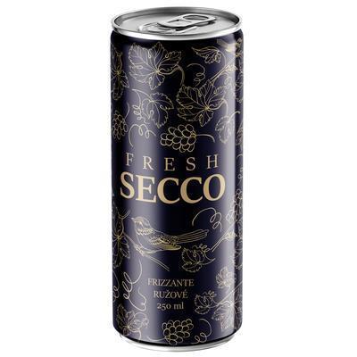 VÍNO PERLIVÉ FRESHSECCO FRIZZANTE 0.25l RUŽOVÉ POLOSLADKÉ PLECH VRATNÝ OBAL