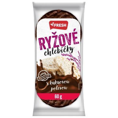 CHLEBÍK RYŽOVÝ POLOMÁČANÝ TMAVOKAKAOVÁ POLEVA 60g FRESH BEZLEP