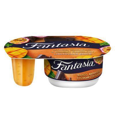 JOGURT FANTASIA MANGO, MARAKUJA S KÚSKAMI ČOKOLÁDY 116g DANONE