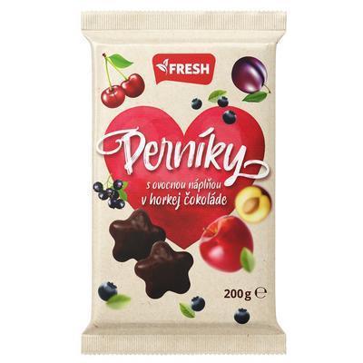 PERNÍKY S OVOCNOU NÁPLŇOU V HORKEJ ČOKOLÁDE 200g FRESH