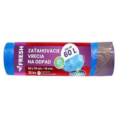 VRECIA NA ODPAD 60l 15ks HDPE 18mi 60x70+5cm ZAŤAHOVACIE FRESH ECOHARD