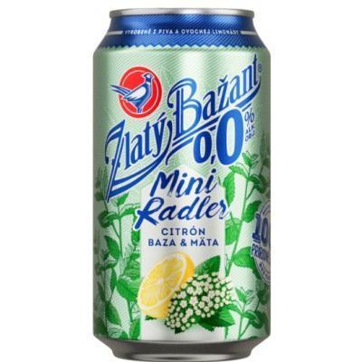 PIVO ZLATÝ BAŽANT MINI RADLER CITRÓN-BAZA-MÄTA 0,0% 0.33l PLECH VRATNÝ OBAL