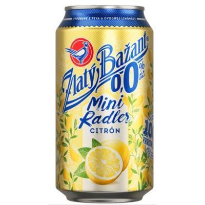 PIVO ZLATÝ BAŽANT MINI RADLER CITRÓN 0,0% 0.33l PLECH VRATNÝ OBAL