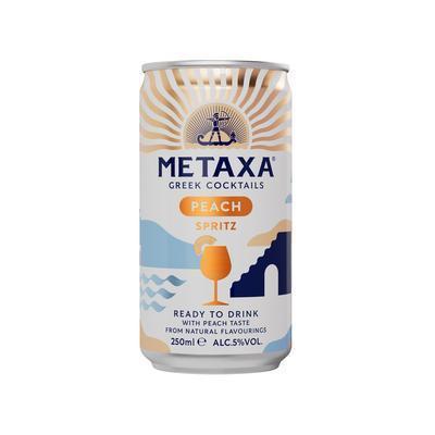 NÁPOJ MIEŠANÝ PEACH SPRITZ RTD 5% 0.25l METAXA ALKOHOLICKÝ PLECH VRATNÝ OBAL