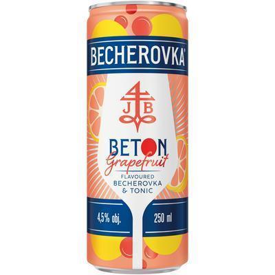 NÁPOJ MIEŠANÝ BECHEROVKA&TONIC GRAPEFRUIT BETON 4,5% 0.25l ALKOHOLICKÝ PLECH VRATNÝ OBAL