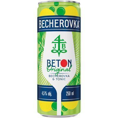 NÁPOJ MIEŠANÝ BECHEROVKA&TONIC ORIGINAL BETON 4,5% 0.25l ALKOHOLICKÝ PLECH VRATNÝ OBAL