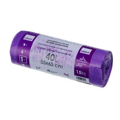 VRECIA NA ODPAD LAVENDER S UŠAMI 40l 15ks HDPE 55x65 LUMAX