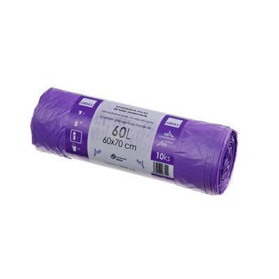 VRECIA NA ODPAD LAVENDER S UŠAMI 60l 10ks HDPE 60x70 LUMAX