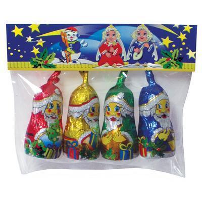 FIGÚRKA MIKULÁŠ SO ŠNÚRKOU Z MLIEČNEJ ČOKOLÁDY 60g /4ks x15g/ SÁČOK TOP NITRA