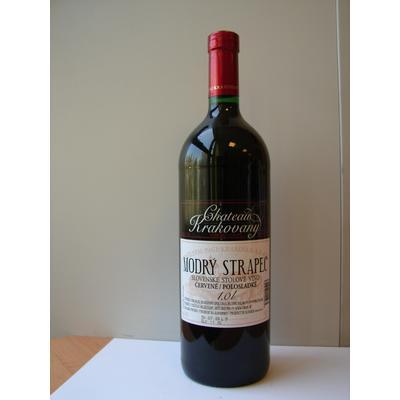VÍNO MODRÝ STRAPEC 1l ČERVENÉ POLOSLADKÉ CHATEAU KRAKOVANY