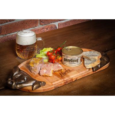 HOTOVÉ JEDLO BRAVČOVÉ MÄSO VO VLASTNEJ ŠŤAVE 410g KONZERVA HURKA