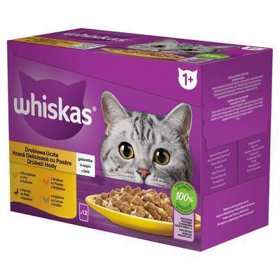 KAPSIČKA MAČKA WHISKAS HYDINOVÝ VÝBER V ŽELÉ 12-PACK 1020g