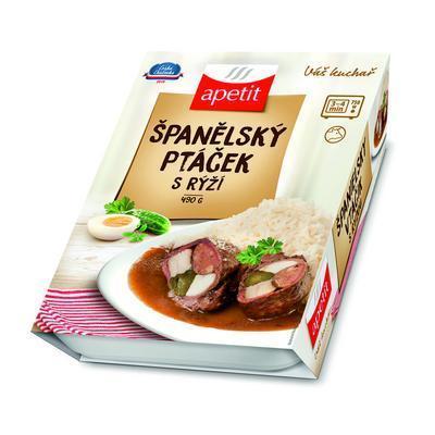 HOTOVÉ JEDLO ŠPANIELSKY VTÁČIK S RYŽOU 490g APETIT