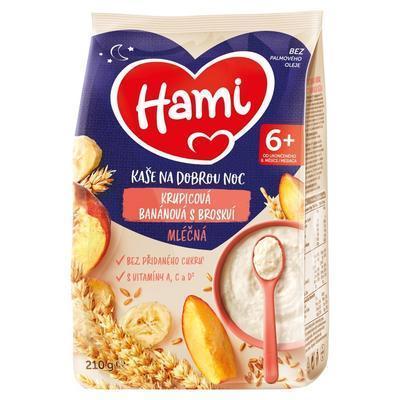 KAŠA DETSKÁ MLIEČNA S BANÁNOM A BROSKYŇOU 210g HAMI