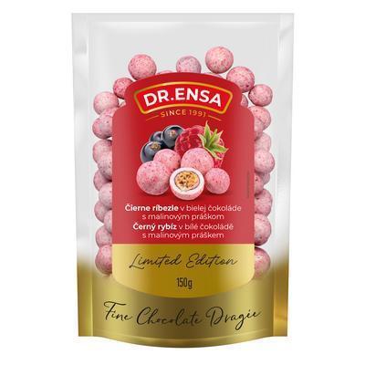 ČIERNE RÍBEZLE LYOFILIZOVANÉ V BIELEJ ČOKOLÁDE S PR. Z LYOFILIZ. MALÍN 150g DR. ENSA