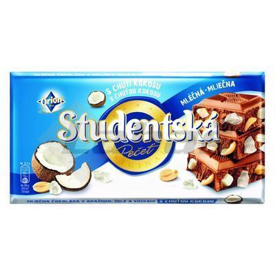 ČOKOLÁDA ŠTUDENTSKÁ PEČAŤ MLIEČNA S KOKOSOM 180g