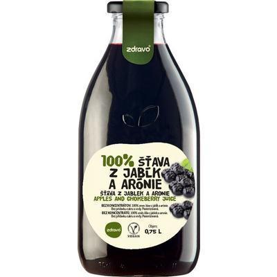 ŠŤAVA 100% JABLKO, ARÓNIA 0.75l ZDRAVO SKLO