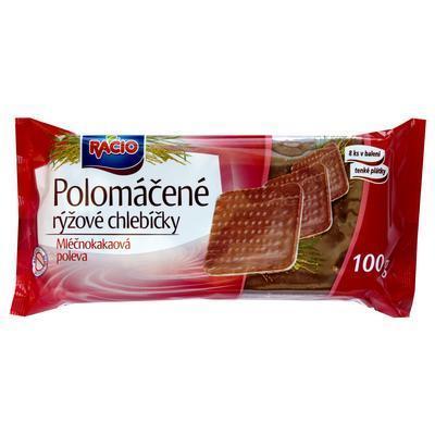 CHLEBÍK RYŽOVÝ POLOMÁČANÝ MLIEČNOKAKAOVÁ POLEVA 100g RACIO BEZLEP